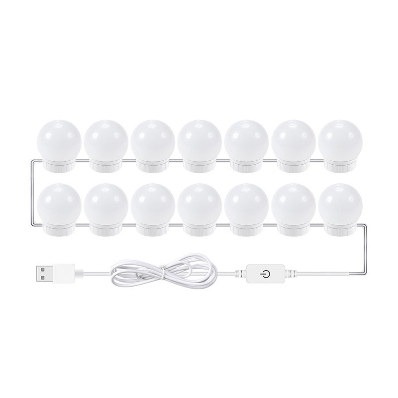 ضوء مكياج LED للطاولة 14 قطعة 3 أوضاع ألوان مريحة للعين مع مفتاح لمس - إضاءة مرآة الحمام تعمل بمنفذ USB لغرفة النوم وطاولة الزينة وصالون الحلاقة - Image 1
