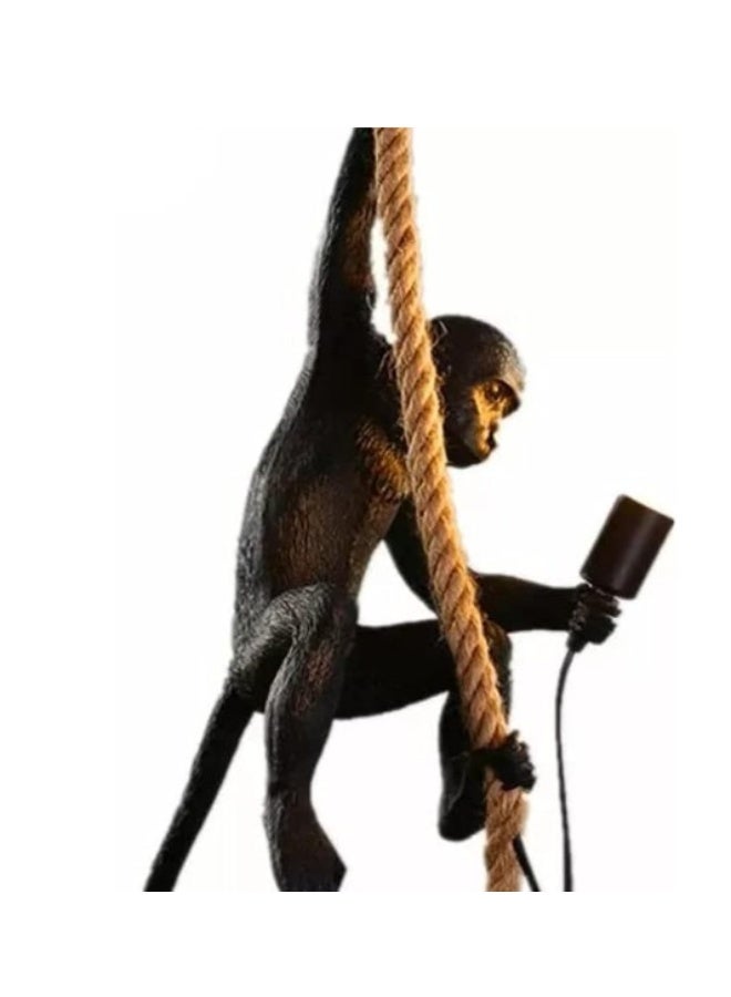 Creative Monkey Rope Hanging Light | Vintage Animal Pendant Lamp | Artistic Resin Monkey Light Fixture | Unique Decorative Ceiling Lamp for Living Room, Café, Restaurant & Home Décor