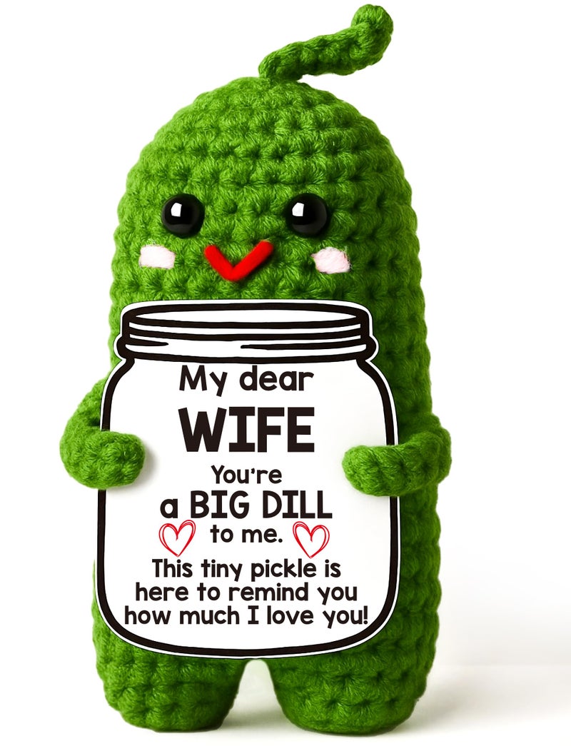 MAMAGIFTREE هدايا ماما هدية عيد الأم للزوجة من الزوج دمية مخلل كروشيه يدوية لزوجتي أحبك هدية عيد ميلاد للزوجة هدية ذكرى زواج هدية رومانسية للأزواج النساء زينة صغيرة لعلامة الحب - Image 2