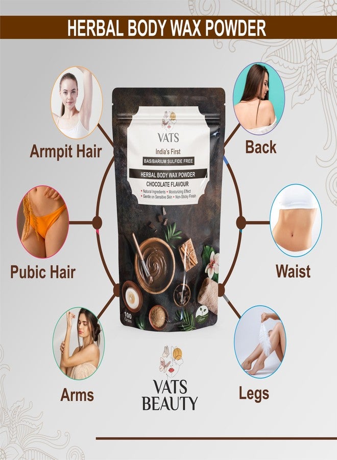 VATS Beauty Chocolate Body Wax Powder – India’s First Barium Sulphide Free Hair Removal Powder | Herbal, Painless & Non-Sticky | Safe for Arms, Legs & Underarms | For Women & Men | 100g - Image 2