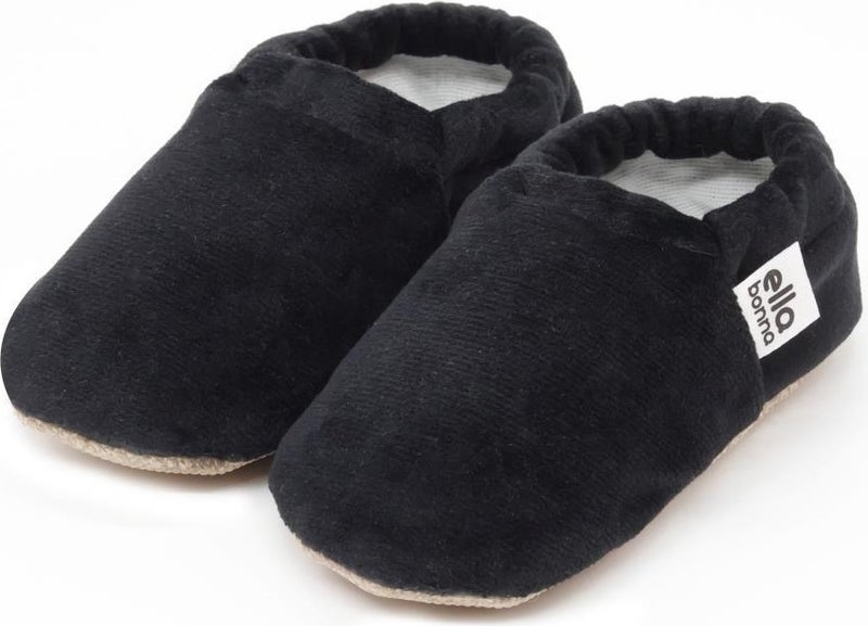 Ella Bonna Velvet Baby Booties, Non-Slip Sole, Nursery Shoe Booties, Black  - Image 1