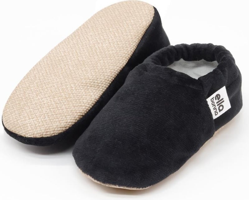 Ella Bonna Velvet Baby Booties, Non-Slip Sole, Nursery Shoe Booties, Black  - Image 3