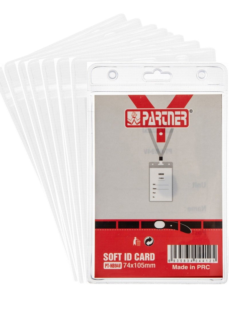 10 Piece Id Card Holder Soft Plastic Transparent 74X105Mm Size