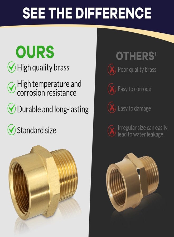 worldwhere G 1/2 (BSP) Female Thread to US 1/2 NPT Male Thread Brass Pipe Fitting Adapter,G to NPT Adapter 1/2 Inch Converter Connector（2 Pack） - Image 4