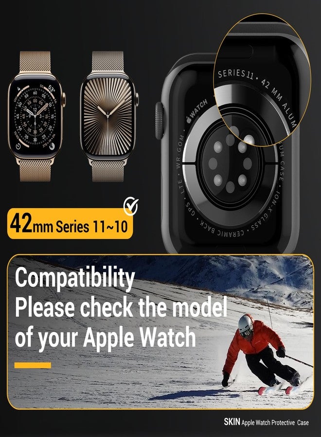 MAGEASY Designed for Apple Watch Series 11 Case 42mm | Shockproof Silicone Bumper with Customizable Buttons, Military Grade Durable Protective iWatch Cover, Skin Series - Shell Pink - Image 2