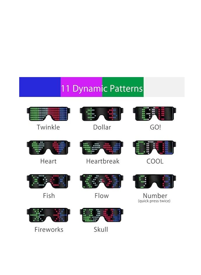 Wireless LED Light Up Glasses, USB Rechargeable Neon Party Glasses with 11 Flashing Patterns, Perfect for Nightclubs, Concerts, and Events - Image 2