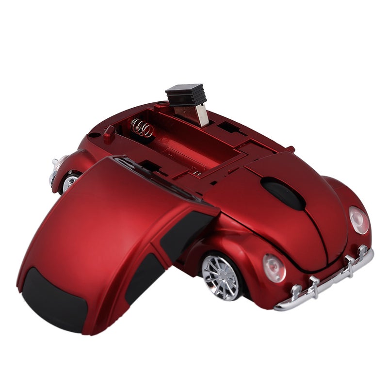 Wireless USB Computer Mouse: Large Red Car Shape - 2.4G Stable 10-Meter Connection, Durable Plug And Play, Delicate LED Light for Desktop And Laptop Users - Image 1