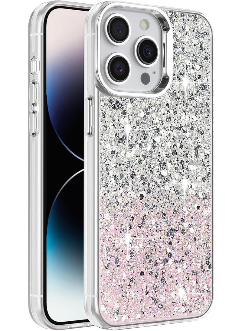 Compatible with iPhone 14 Pro Max (6.7 Inch) Case, Clear Glitter Bling Sparkly, Soft TPU Frame Bumper, Hard-Back Cover for Women & Girls, Transparent Protective Phone Case - Image 1