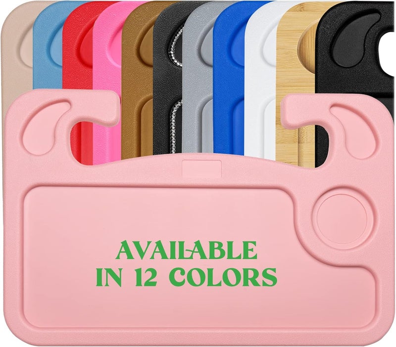 lebogner Steering Wheel Tray, Car Tray for Eating, Hook On Steering Wheel Desk for Food, Laptop and Car Accessories, Car Road Trip Must Haves Gadgets Car Table (Light Pink) - Image 1