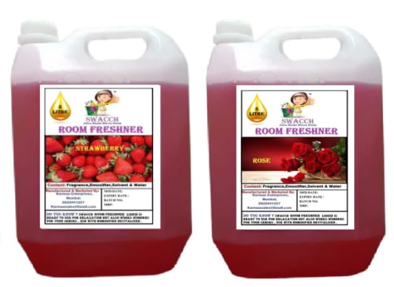 swacch Room Freshner For Home Car Wash Room instant Refreshing Fragrance I EcoFriendly Formula I Skin Friendly I Ready to use I Water Based I Strawberry Rose 5 Litre Combo Pack of 2  - Image 1