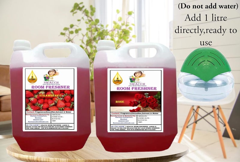 swacch Room Freshner For Home Car Wash Room instant Refreshing Fragrance I EcoFriendly Formula I Skin Friendly I Ready to use I Water Based I Strawberry Rose 5 Litre Combo Pack of 2  - Image 2