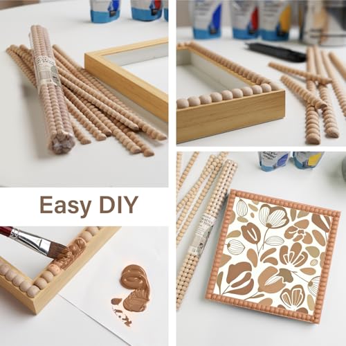 QUORGVES 12Pcs Decorative Half Beaded Wood Trim, Bobbin Trim Molding Wood Moulding for Picture Frame Home Wall Cabinet Shelf Window Door 14mm - Image 4