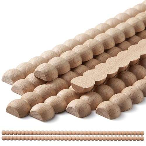 QUORGVES 12Pcs Decorative Half Beaded Wood Trim, Bobbin Trim Molding Wood Moulding for Picture Frame Home Wall Cabinet Shelf Window Door 14mm - Image 1