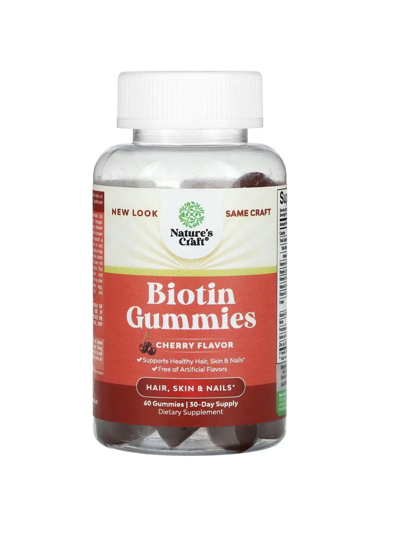 Nature's Craft Biotin Gummies, Cherry , 60 Gummies