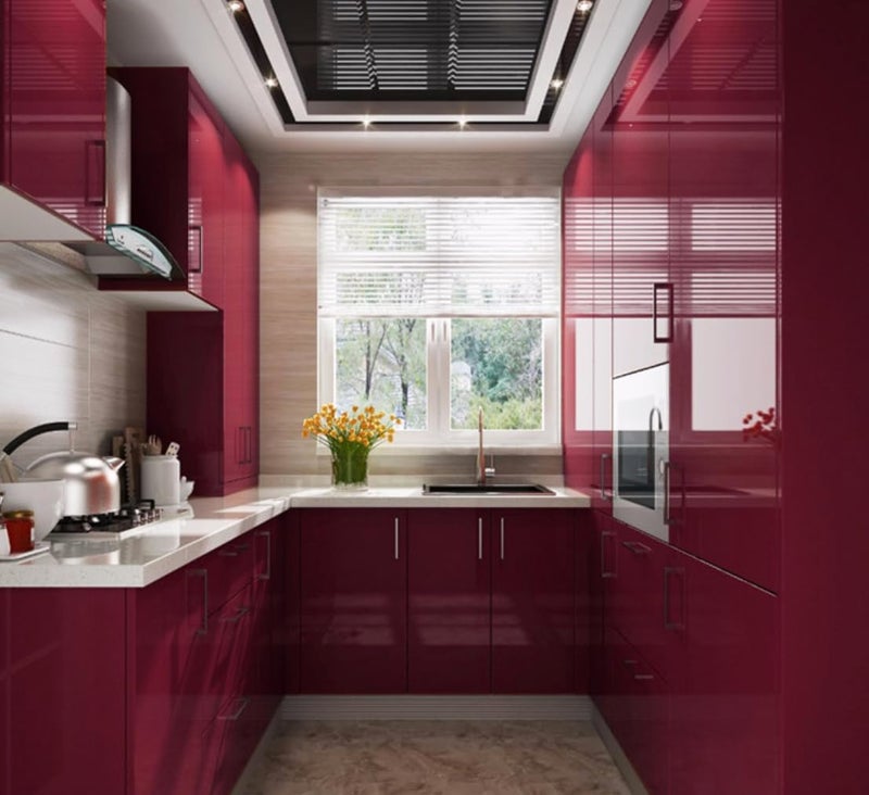 HOME13™ Glossy Maroon Wallpaper Peel & Stick Vinyl Contact Paper Self Adhesive Wallpaper for Kitchen Cabinet and Furniture Countertop Decorative Removable Wallpaper (24x48 Inch, Maroon Glossy) - Image 2