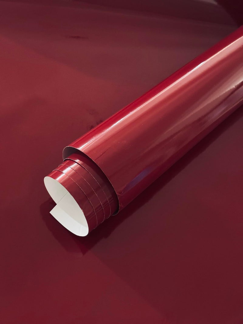 HOME13™ Glossy Maroon Wallpaper Peel & Stick Vinyl Contact Paper Self Adhesive Wallpaper for Kitchen Cabinet and Furniture Countertop Decorative Removable Wallpaper (24x48 Inch, Maroon Glossy) - Image 1