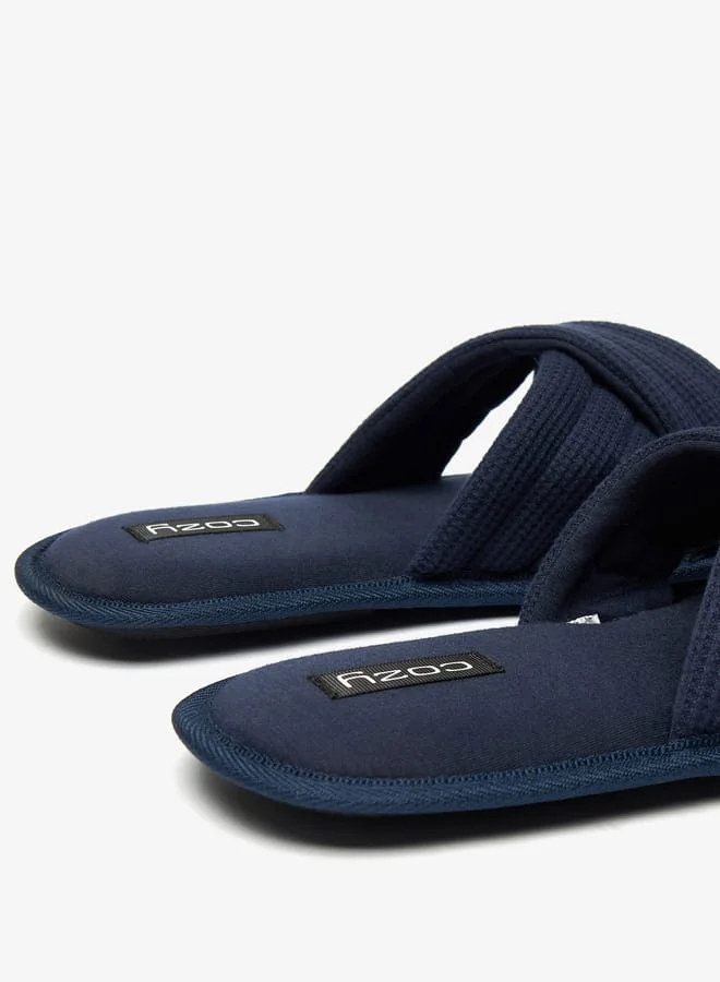 Cozy Men Textured Open Toe Slide Slippers