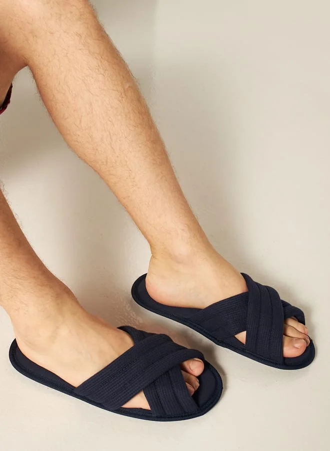 Cozy Men Textured Open Toe Slide Slippers