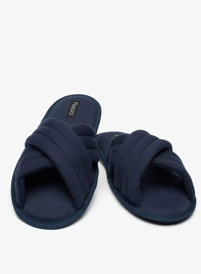 Cozy Men Textured Open Toe Slide Slippers