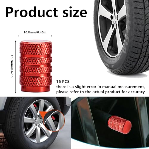 Zytiqt 16PCS Car Tyre Valve Caps, Aluminum Alloy Threaded Tyre Nozzle Caps, Stylish Car Accessories for Vehicle Aesthetics and Protection, Fits Most Cars and Bikes, Sky Blue, Red, Orange, Purple - Image 2