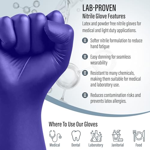 Ensure Blue Nitrile Gloves – 3 Mil Light-Duty Disposable Gloves, Powder & Latex Free, Chemo-Rated, Non-Sterile, Textured Fingertips for Medical & Dental Use, Food Service & Cleaning (200, Medium) - Image 5