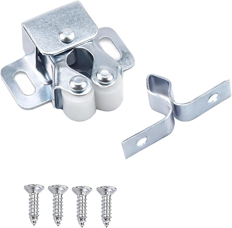 Poaker 10PCS Double Roller Door Catch Latch - Zinc Plated Cabinet & Cupboard Door Catches with Screws - Image 1
