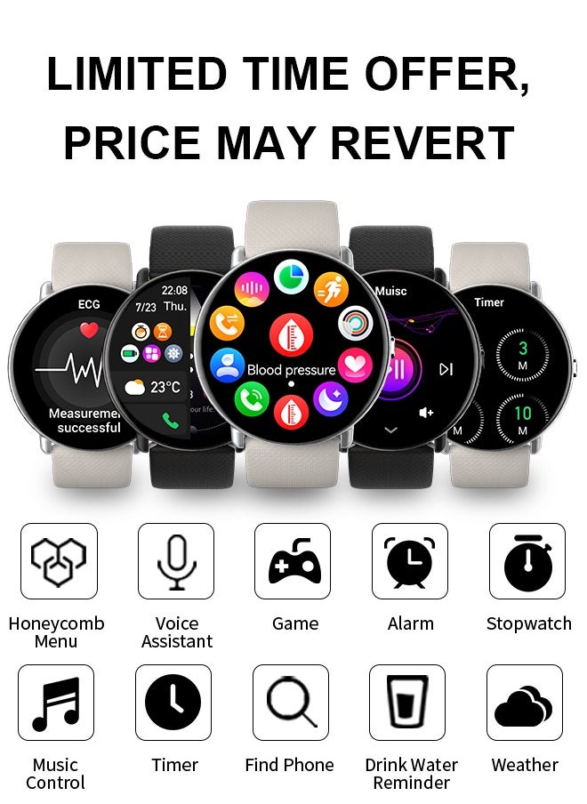 WAPIK - Korean Brand Smart Watch Y6，Business Smartwatch, Waterproof Fitness Watch, Bluetooth Calling, Compatible with Android and iOS, Smart Watch for men, AMOLED Display, Heart Rate Monitoring, Silver - Image 1