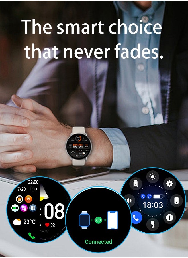 WAPIK - Korean Brand Smart Watch Y6，Business Smartwatch, Waterproof Fitness Watch, Bluetooth Calling, Compatible with Android and iOS, Smart Watch for men, AMOLED Display, Heart Rate Monitoring, Silver - Image 1