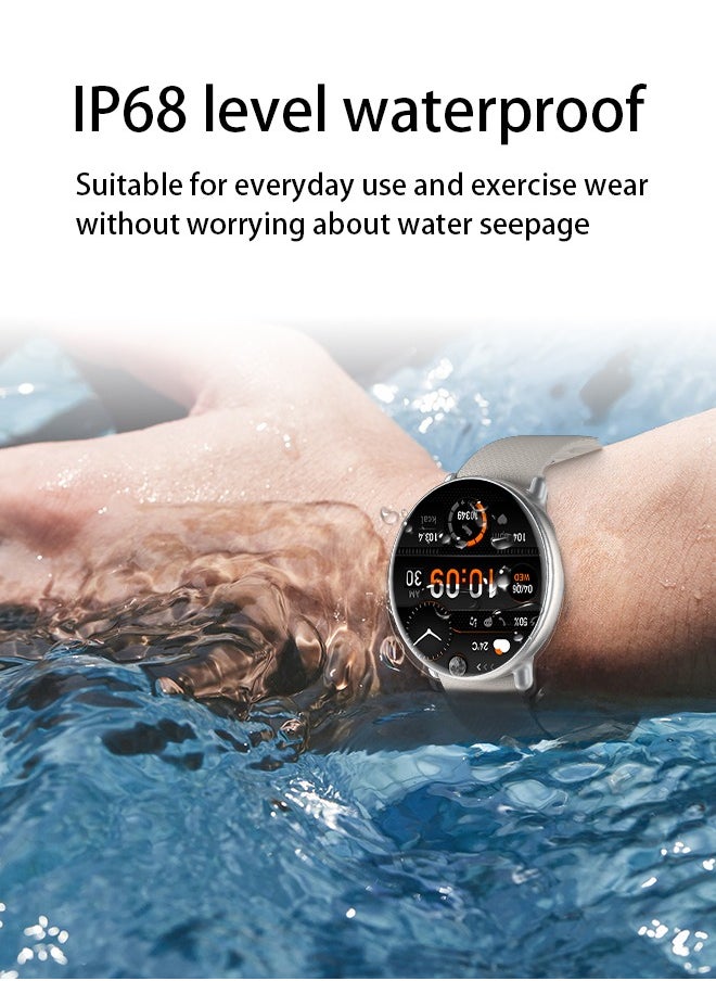 WAPIK - Korean Brand Smart Watch Y6，Business Smartwatch, Waterproof Fitness Watch, Bluetooth Calling, Compatible with Android and iOS, Smart Watch for men, AMOLED Display, Heart Rate Monitoring, Silver - Image 1
