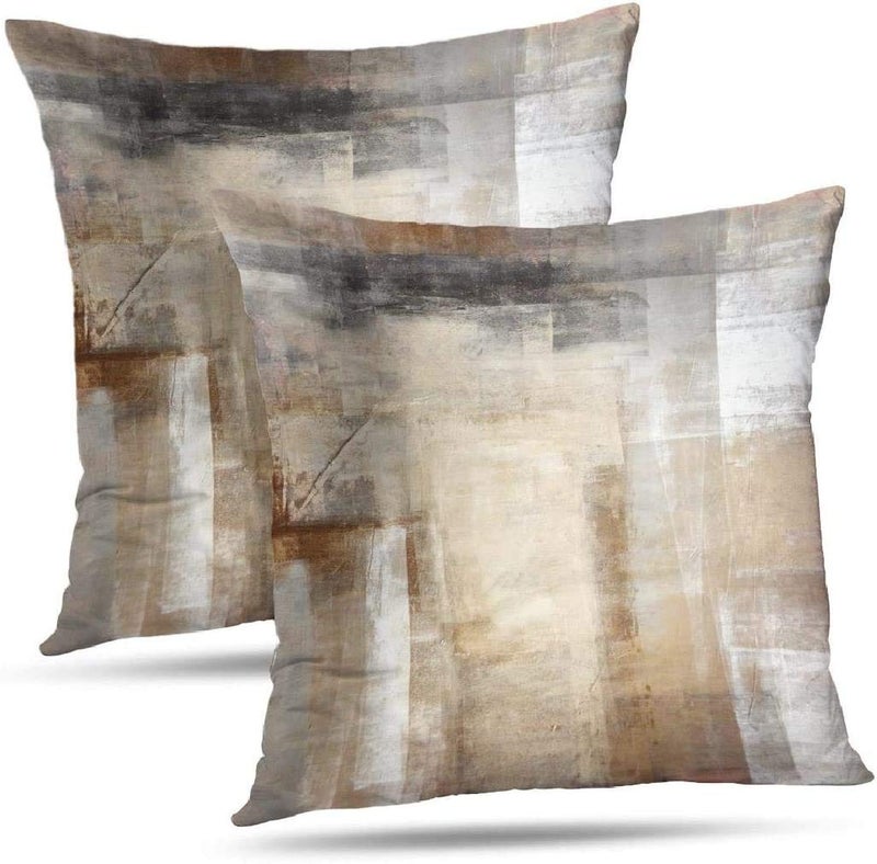 ONELZ ONELZ Abstract Art Throw Pillow Covers Brown and Beige Abstract Art Painting DoubleSided Cushion Cover 20 x 20 Decorative Home Gift Bed Pillowcase Abstract Art 12  - Image 1