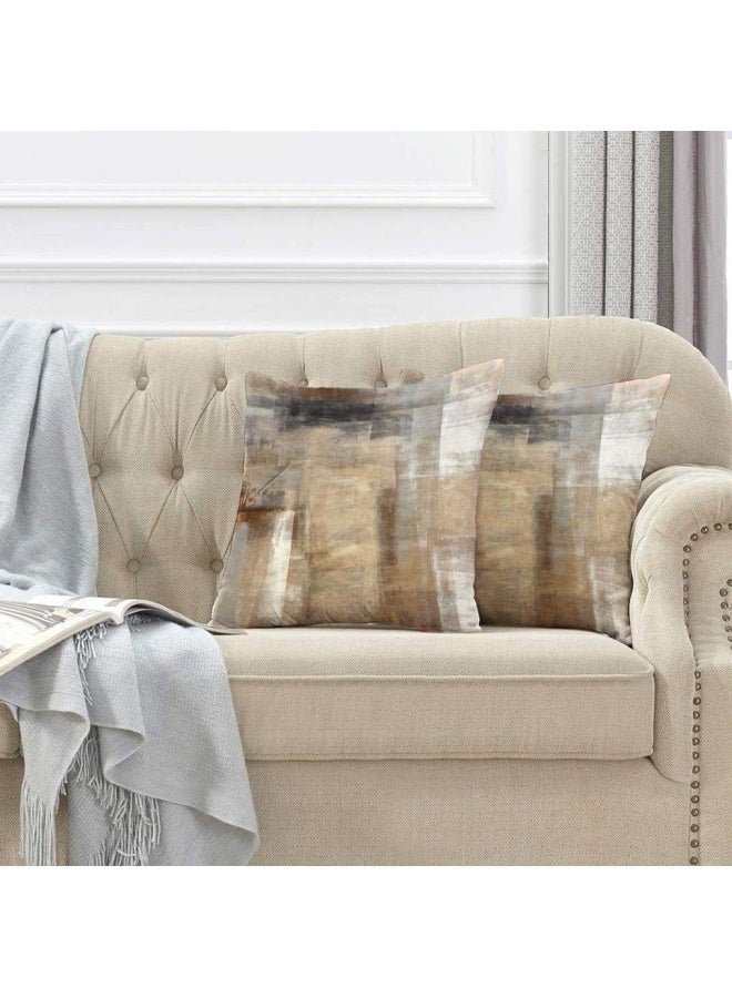 ONELZ ONELZ Abstract Art Throw Pillow Covers Brown and Beige Abstract Art Painting DoubleSided Cushion Cover 20 x 20 Decorative Home Gift Bed Pillowcase Abstract Art 12  - Image 3