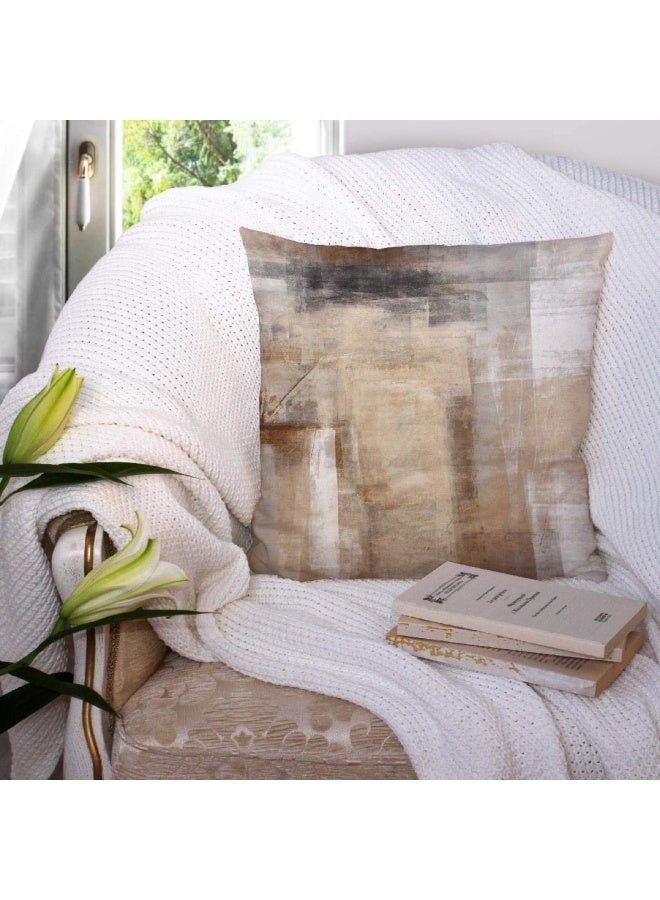 ONELZ ONELZ Abstract Art Throw Pillow Covers Brown and Beige Abstract Art Painting DoubleSided Cushion Cover 20 x 20 Decorative Home Gift Bed Pillowcase Abstract Art 12  - Image 4