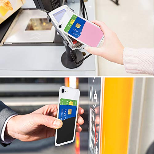 Senose Phone Card Holder, Phone Wallet Stick On Double Pocket for Back of Cellphone Silicone Credit Card, Business Card & Id Compatible for iPhone Samsung Any Smartphone Pack of 6 - Image 2