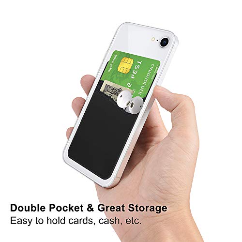 Senose Phone Card Holder, Phone Wallet Stick On Double Pocket for Back of Cellphone Silicone Credit Card, Business Card & Id Compatible for iPhone Samsung Any Smartphone Pack of 6 - Image 4