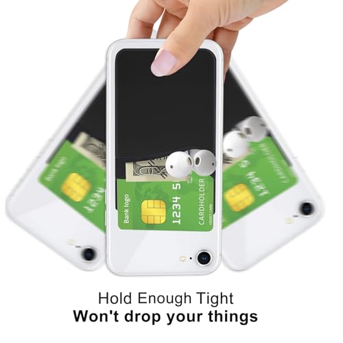 Senose Phone Card Holder, Phone Wallet Stick On Double Pocket for Back of Cellphone Silicone Credit Card, Business Card & Id Compatible for iPhone Samsung Any Smartphone Pack of 6 - Image 3