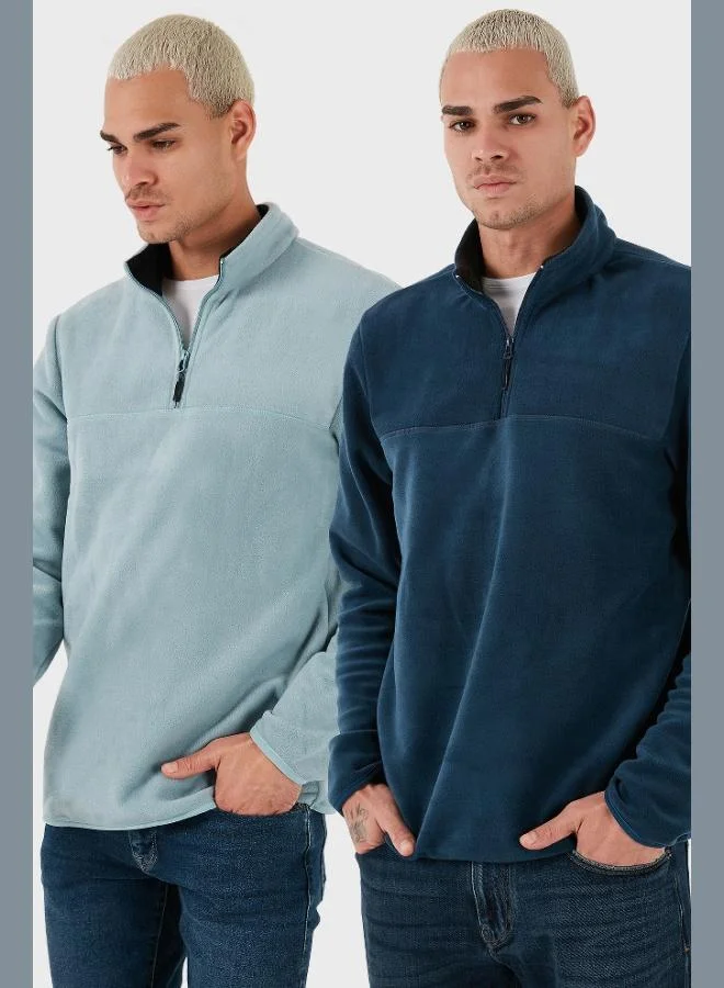 Buratti Buratti Regular Fit Anti-Pilling Non-Pilling Standing Collar Raised 2-Pack Polar Men's POLAR 5896700S2