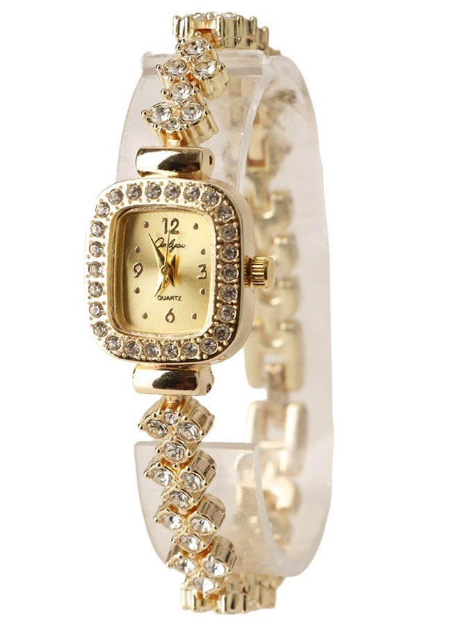 Onlyou Luxury Women Quartz Watch Gold Tone with Crystal Rhinestone Bracelet – Elegant Fashion Wrist Watch - Image 2