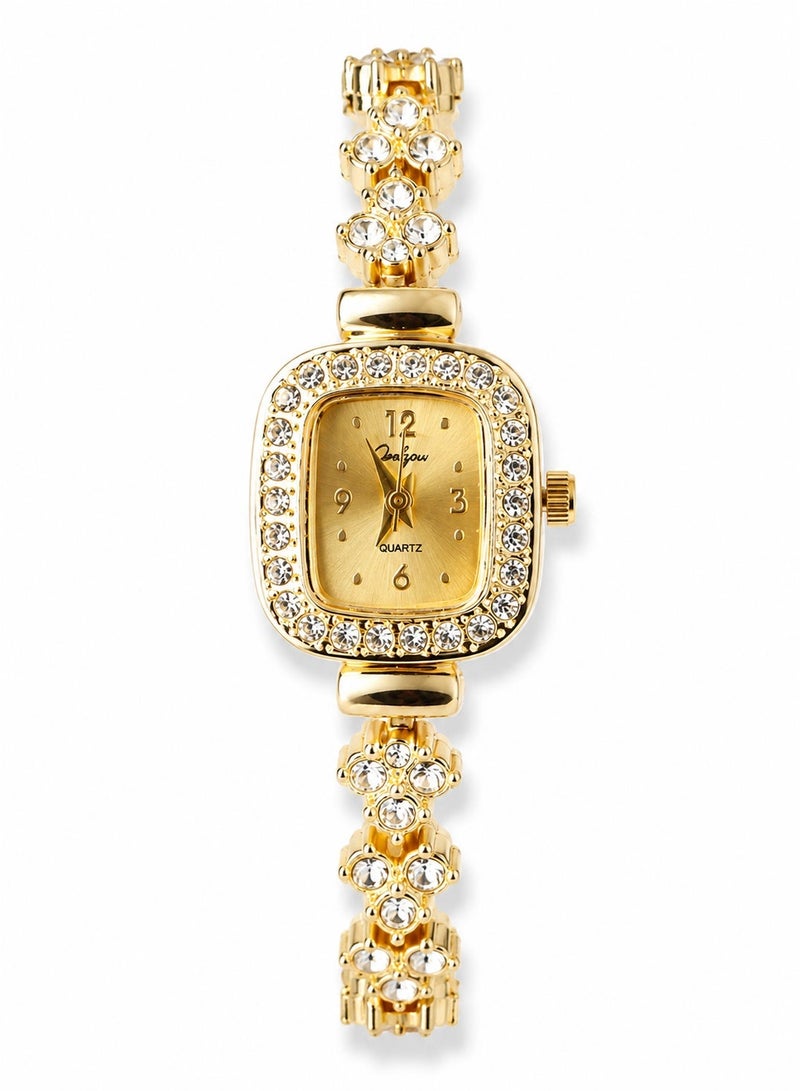 Onlyou Luxury Women Quartz Watch Gold Tone with Crystal Rhinestone Bracelet – Elegant Fashion Wrist Watch - Image 1