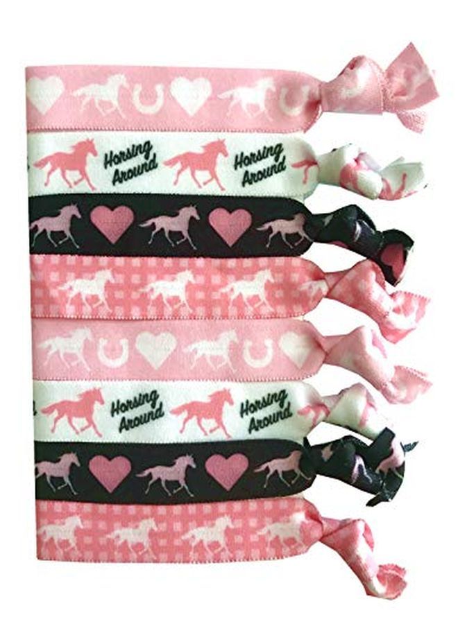 Sportigift 8 Piece Horse Spirit Hair Accessories, Horse Hair Spirit Ties, Cowgirl Hair Ties, For Equestrian Gifts, Riding Free, No Crease Horse Hair Elastics Gifts - Image 1