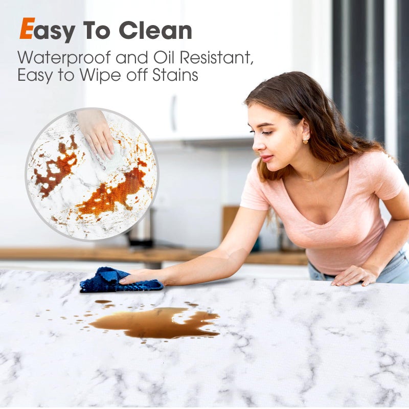 ALIUNI Drawer and Shelf Liner, Non-Slip Kitchen Cabinet Liners Non-Adhesive Thick Strong Grip Waterproof Washable Mats Protect Dresser Shelves Cupboard Bathroom Cabinets, White Marble, 12 in X 10 FT - Image 3