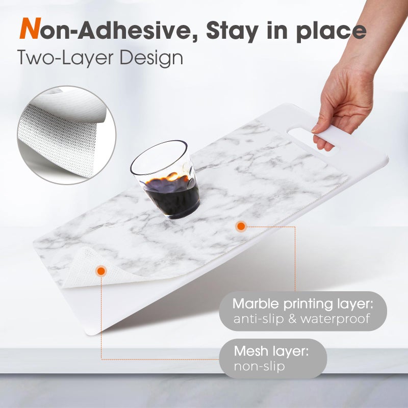 ALIUNI Drawer and Shelf Liner, Non-Slip Kitchen Cabinet Liners Non-Adhesive Thick Strong Grip Waterproof Washable Mats Protect Dresser Shelves Cupboard Bathroom Cabinets, White Marble, 12 in X 10 FT - Image 2