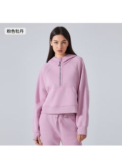 Generic New Velveteen Warm Hoodie Women Crop Sportswear Pink peony 