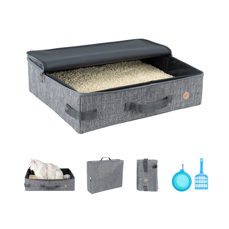 petisfam Portable Cat Travel Litter Box for Cats in Car. Odor Free, Leak Proof, Collapsible, Foldable Medium - Image 1