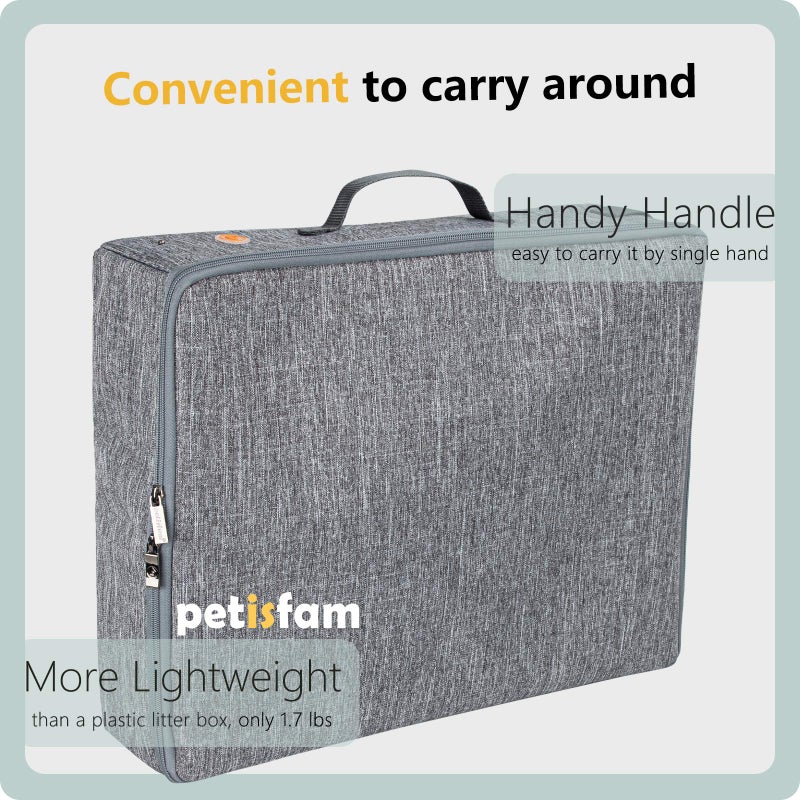 petisfam Portable Cat Travel Litter Box for Cats in Car. Odor Free, Leak Proof, Collapsible, Foldable Medium - Image 2