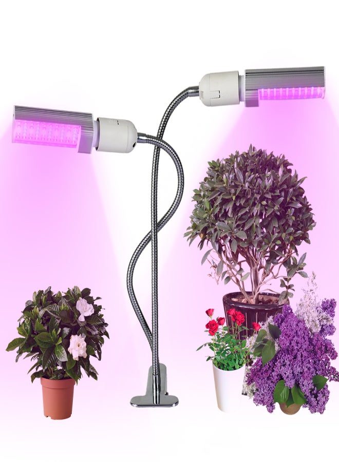 مصباح نمو LED للنباتات الداخلية 20 وات فائق السطوع 100 مصباح LED طيف أحمر وأزرق يشبه الشمس تشغيل وإيقاف تلقائي مع مؤقت 3 / 6 / 12 ساعة 5 مستويات قابلة للتعتيم مصباح قابل للاستبدال على المكتب بمشبك برأس مزدوج 360 درجة مرن على شكل عنق الإوزة - Image 1