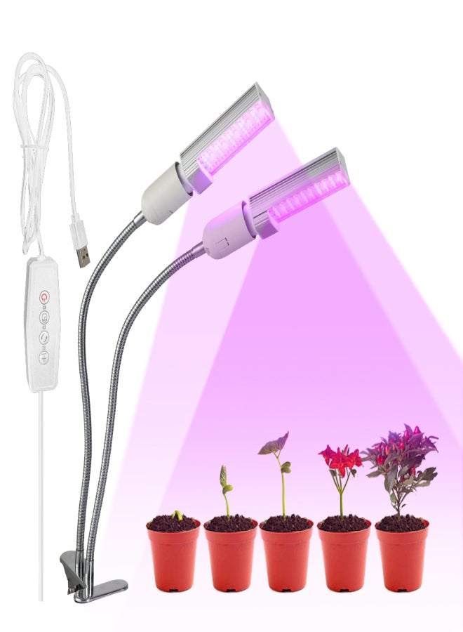 مصباح نمو LED للنباتات الداخلية 20 وات فائق السطوع 100 مصباح LED طيف أحمر وأزرق يشبه الشمس تشغيل وإيقاف تلقائي مع مؤقت 3 / 6 / 12 ساعة 5 مستويات قابلة للتعتيم مصباح قابل للاستبدال على المكتب بمشبك برأس مزدوج 360 درجة مرن على شكل عنق الإوزة - Image 3