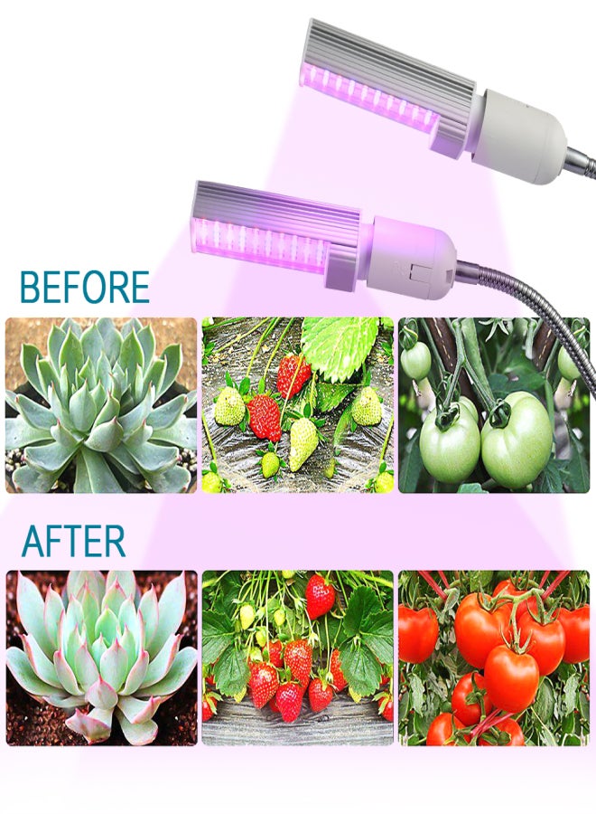 مصباح نمو LED للنباتات الداخلية 20 وات فائق السطوع 100 مصباح LED طيف أحمر وأزرق يشبه الشمس تشغيل وإيقاف تلقائي مع مؤقت 3 / 6 / 12 ساعة 5 مستويات قابلة للتعتيم مصباح قابل للاستبدال على المكتب بمشبك برأس مزدوج 360 درجة مرن على شكل عنق الإوزة - Image 4