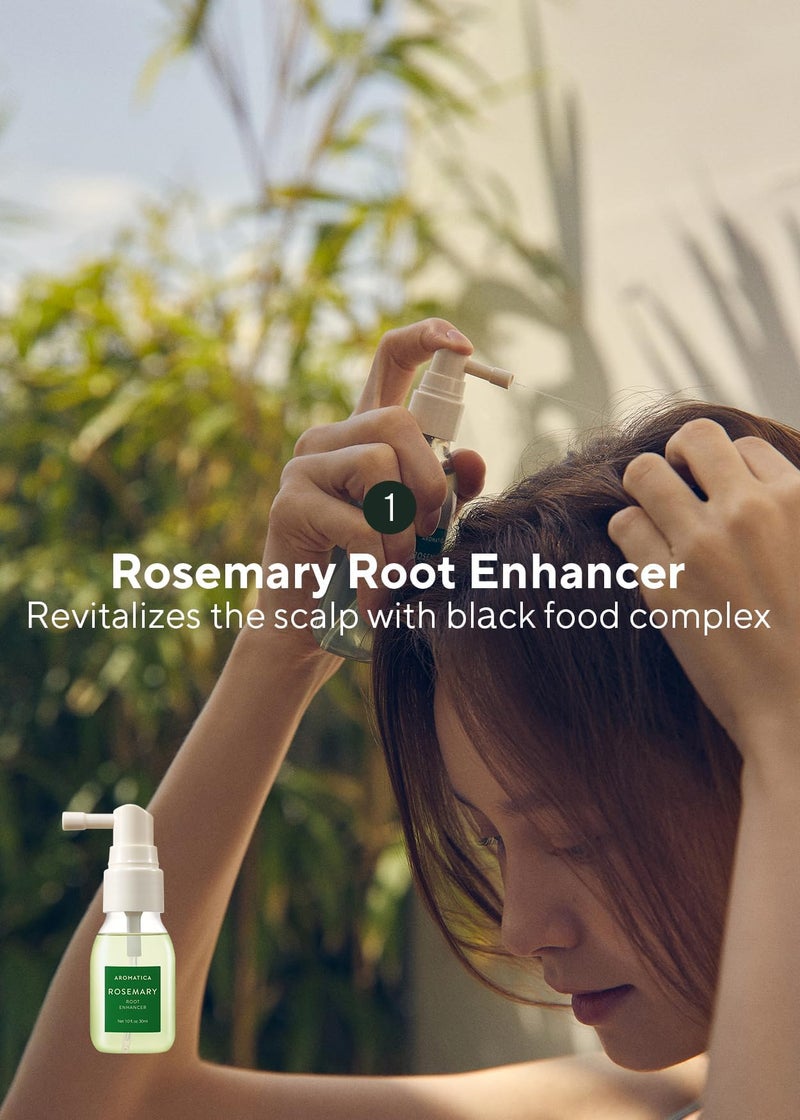 AROMATICA Rosemary Scalp Scaling Trial Kit - Travel Size Korean Hair Care Kit for Women with Mini Wooden Brush, Gentle Exfoliating Scalp Care for Hair Growth Product, with Rosemary Oil & Vegan Formula - Image 3