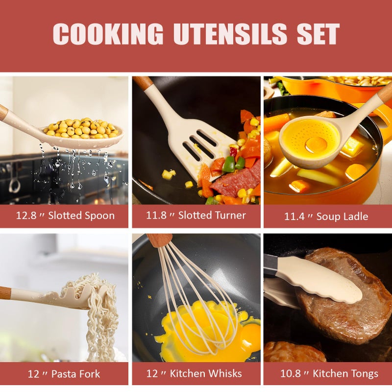 RAXCO Cooking Utensils Set,12-Piece Kitchen Utensils and Accessories,6-Piece Knife set,utensilios de cocina,Khiki - Image 5