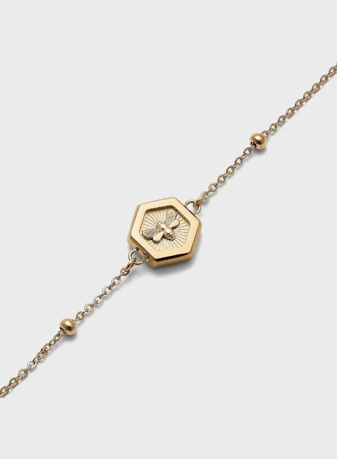 Olivia Burton  Minima Bee Collection Chain Bracelet For Women In Yellow Gold With A Charm - 24100100 for Women | Best Price UAE